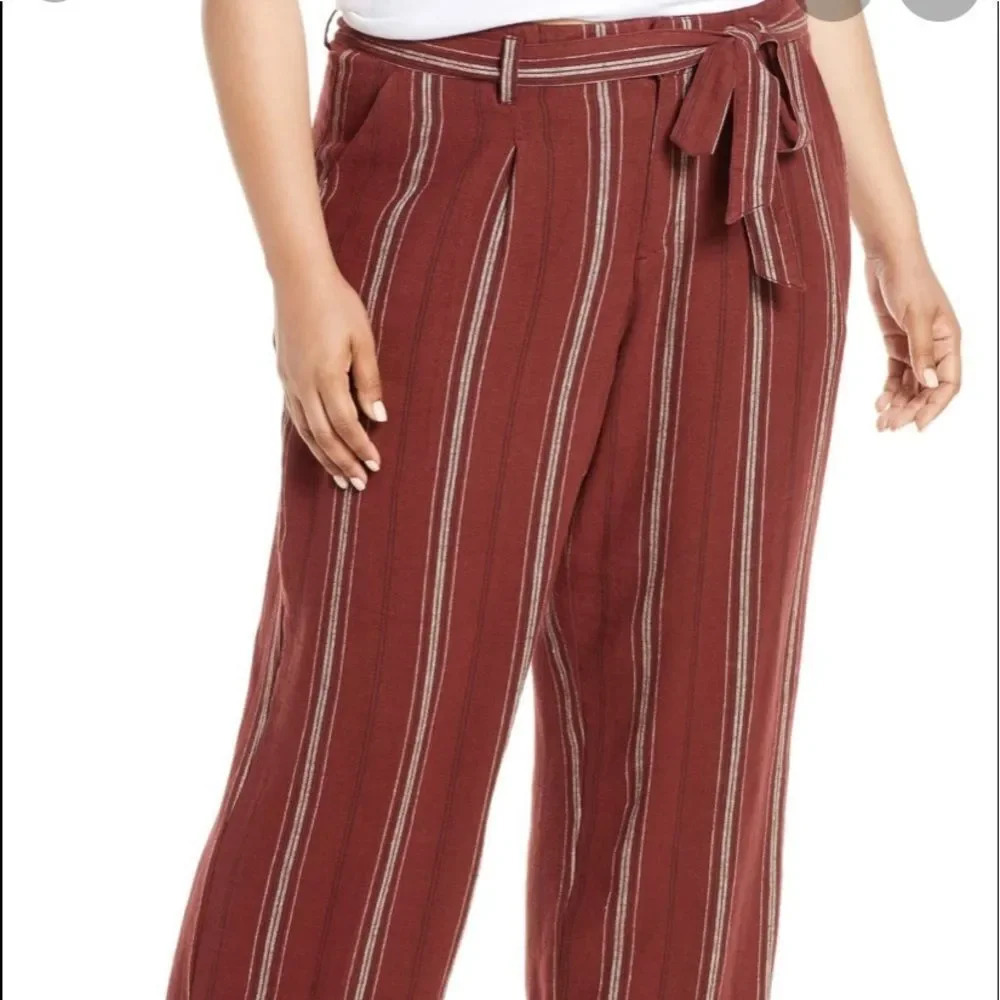Sanctuary Inland henna stripe linen blend capris